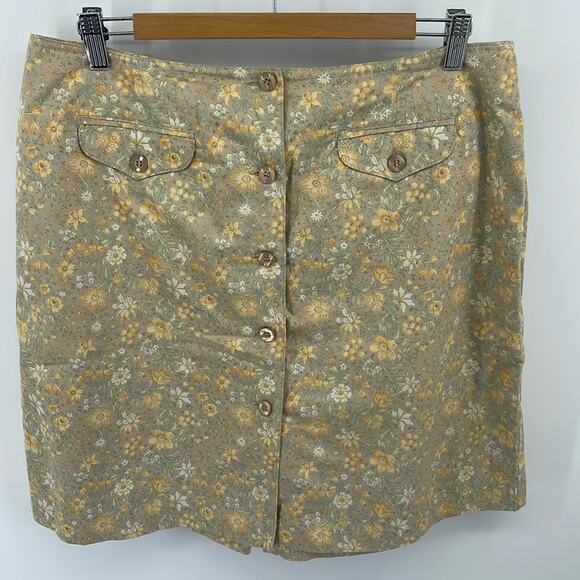 Vintage Liz Claiborne floral A-line button up mini skort sz 16 - Picture 1 of 6
